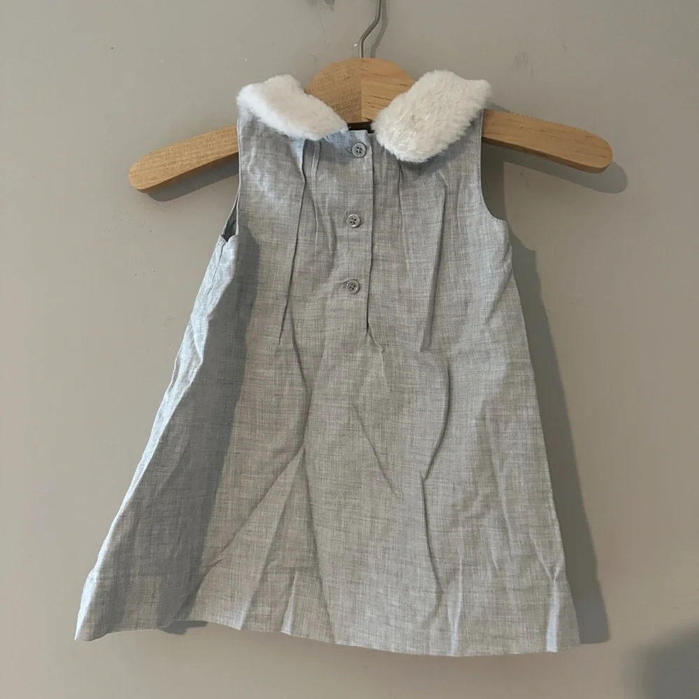 $18 ADD ON Baby Gap winter dress‎ faux-fur collar 6-12M Zara Mini Boden